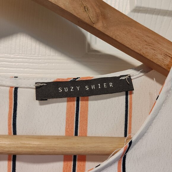 GUC Women's Suzy Shier 3/4 Sleeve Peach Striped Blouse - Sz M - Picture 8 of 8